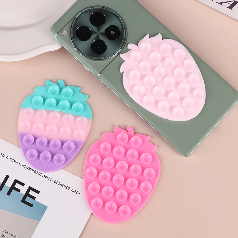 Travel-friendly Strawberry Suction Phone Stand; Universal Car Navigation Mount; Smartphone Sucker Support; Fixed Bracket Pad