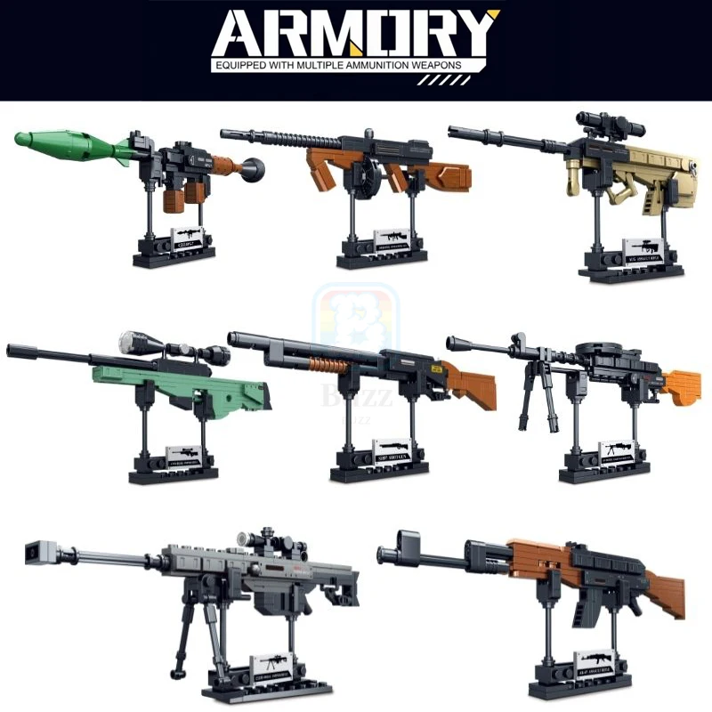 

AK47 Barrett Super Magnum Assault Sniper Rifle Model Building Blocks Military Weapon Imitation Gun Bricks Toys Gift For Children