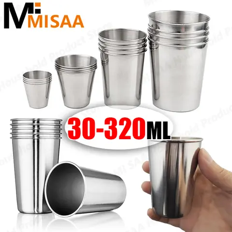 30/70/180/320ML 미니 안경 스테인레스 스틸 금속 맥주 컵 우유 차 와인 컵 와인 휴대용 Drinkware 주방 액세서리