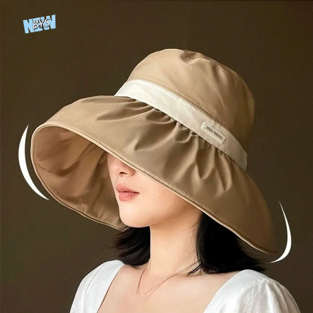 

Foldable Cloth Sunscreen Fisherman Hat Large Brim Adjustable Sun Protection Hat Visor Cap Sunscreen Hat Women Bucket Hat Beach