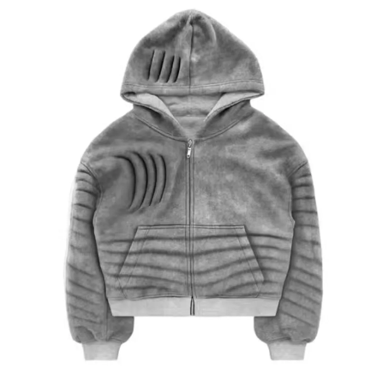 2025 Loose Cotton Double-sided Hoodie Autumn and Winter Rubbed Spray-dyed  Washed and Distressed Cardigan