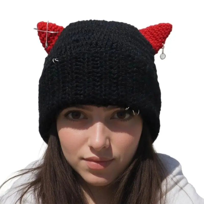 Soft Acrylic Fiber Brimless Cap Cats Ear Hat for Commutes and Seasonal Styling 6XDA