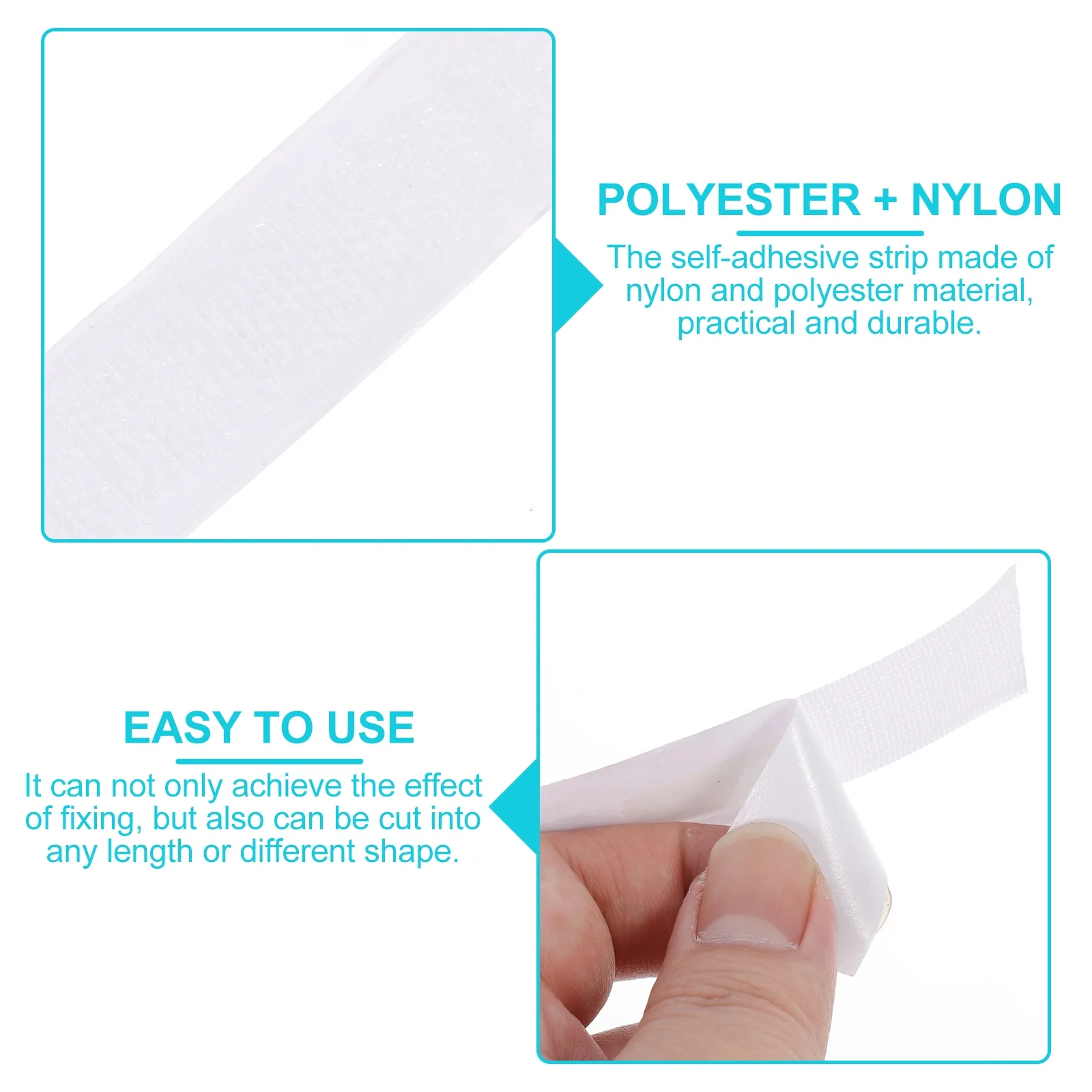 

2 Rolls Back Adhesive Hook Loop Strip Self Adhesive Tape for Cable Management Cord Organizer on Walls Furniture Glass Wood