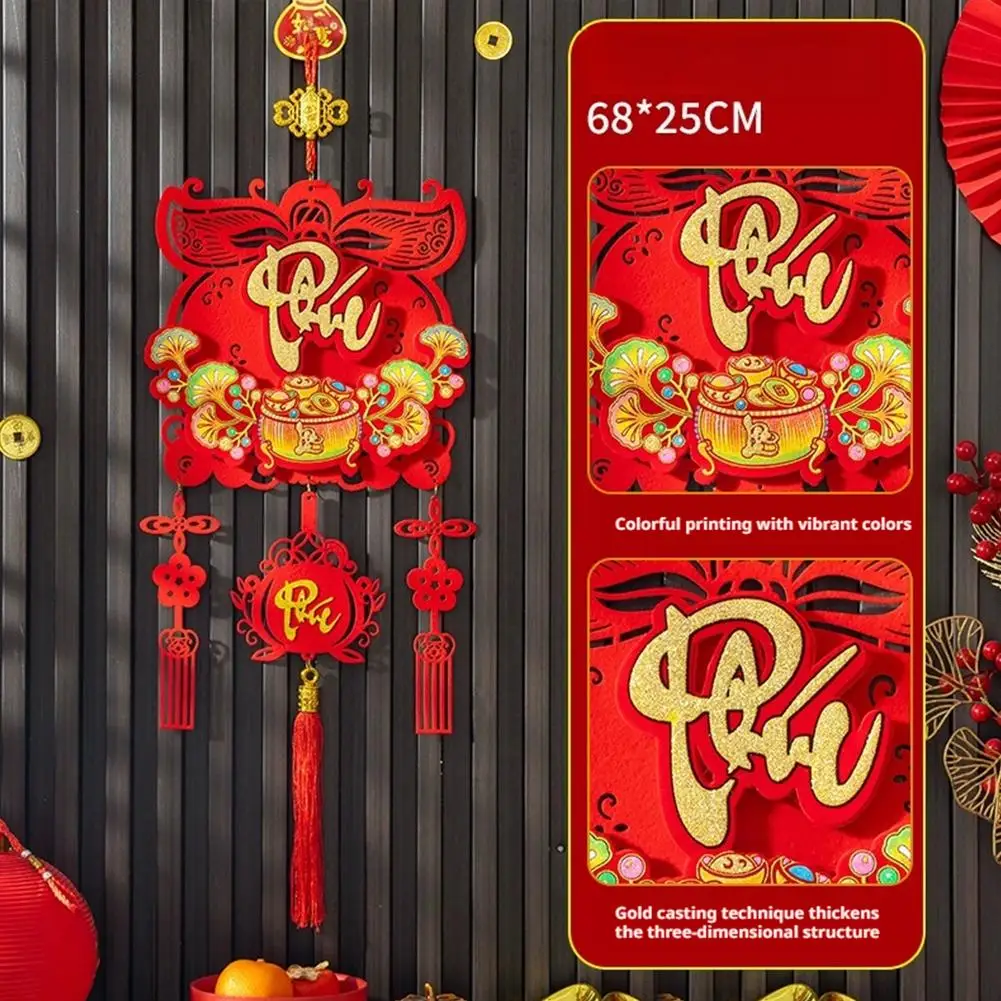 Chinese New Year Ornaments Bufu 2026 Wealth God Fortune Tassel Home Decor Spring Festival Festive Red Decoration Wall Hanging - Image 2