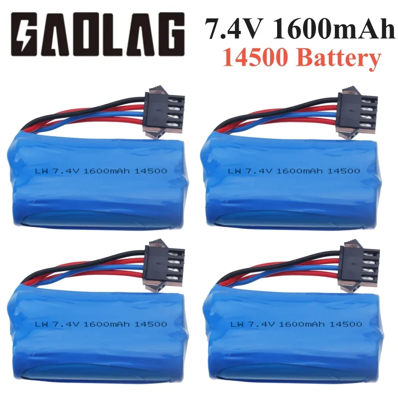 7.4V 1600mAh 14500 akumulator litowo-jonowy 7.4V akumulator zabawka elektryczna pistolet pociskowy wody RC samochód ciężarowy łódź zabawka drona