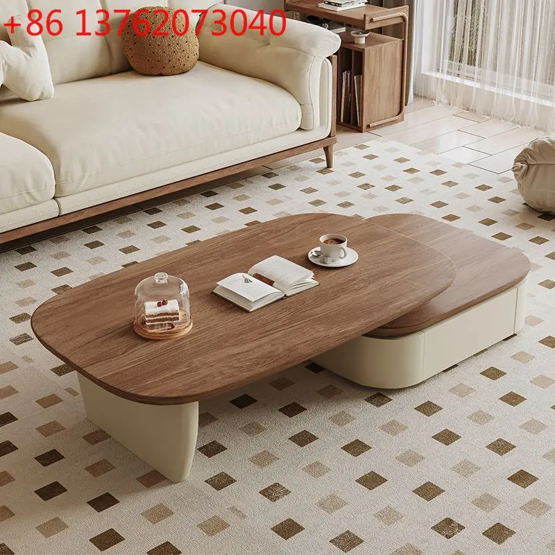 

Medieval coffee table floor-to-ceiling TV cabinet combination set, light luxury and advanced sense, modern simple telescopic