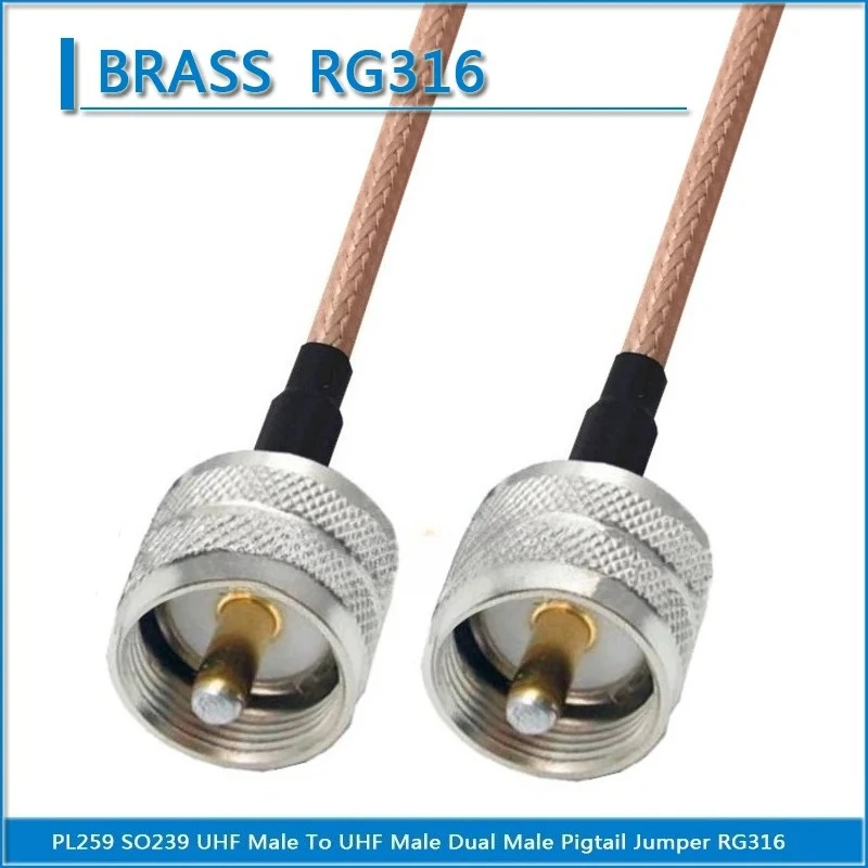 PL-259/SO-239/SL16 UHF Male to Male RF Jumper, RG316 Coaxial Cable Extension for Ham Radio, Base Station, Test Equipment