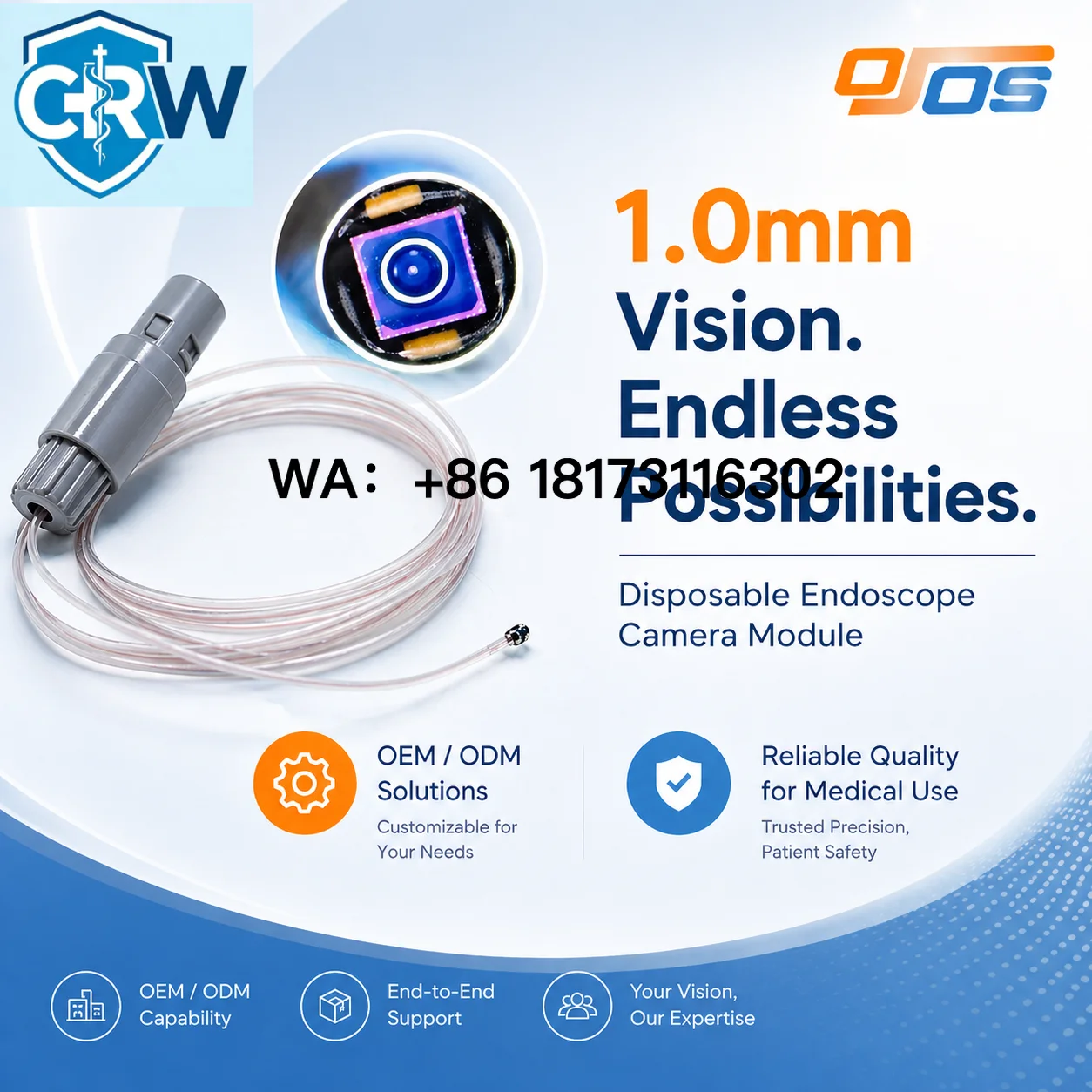 CRW CMOS Sensor Small  Module 400*400 1mm 1.2mm 1.3mm OCHTA10 Digital  Module for Endoscopy OEM ODM