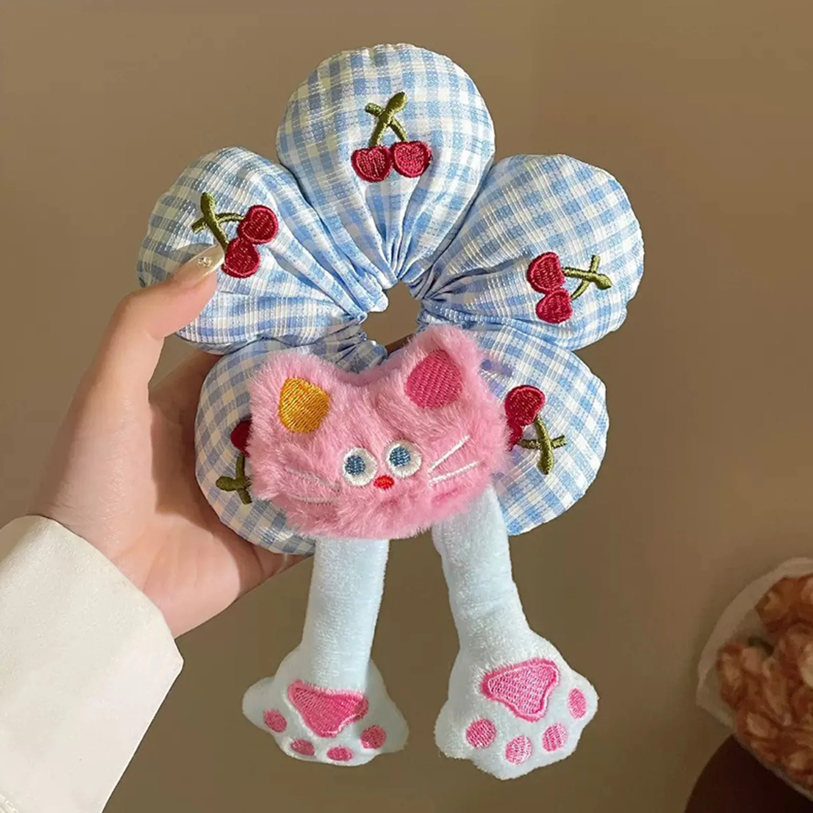 Cute Cartoon Animal Flower Large Intestine Scrunchie Floral Animal Pattern Hair Ring Lovely Headwear Girls Daily Hair Accessory