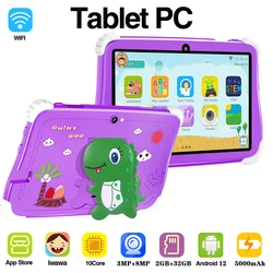 Tablet com câmera dupla para crianças, Tablet Educacional com Bluetooth, WiFi, Android 12, 7in, 2GB, 32GB