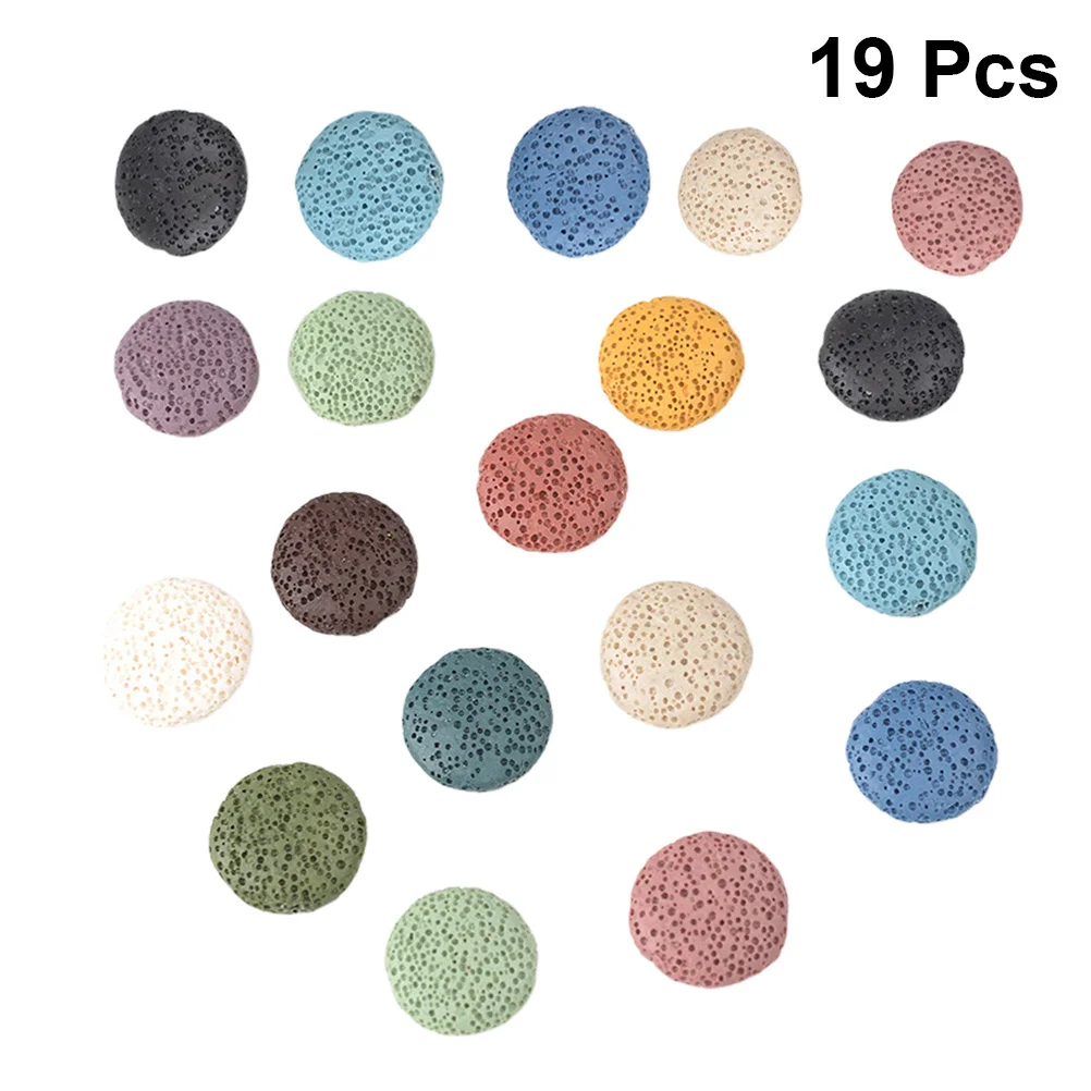 

19 шт. круглые шарики из вулканического камня бусины 20x20x7 мм разноцветные подвески из лавового камня DIY принадлежности для изготовления ювелирных изделий для брелка на ножной браслет