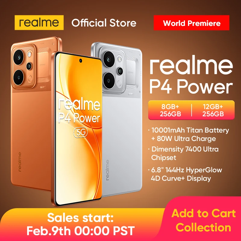 [World Premiere] realme P4 Power 5G Smartphone 10001mAh Battery 80W Charge 50MP Sony OIS Camera 6.8" 144Hz Curved Display NFC