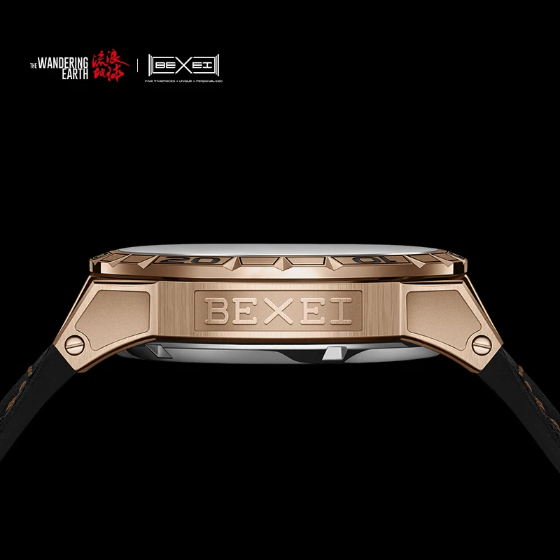 BEXEI 9091 Orologio automatico da uomo in acciaio cavo meccanico con zaffiro orologi da uomo The Wandering Earth Orologi da polso in edizione limitata