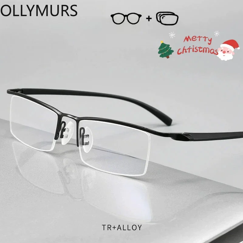 

KIZN очки в полуоправе с рецептом, мужские анти-синие прогрессивные очки для близорукости и дальнозоркости, оптические очки