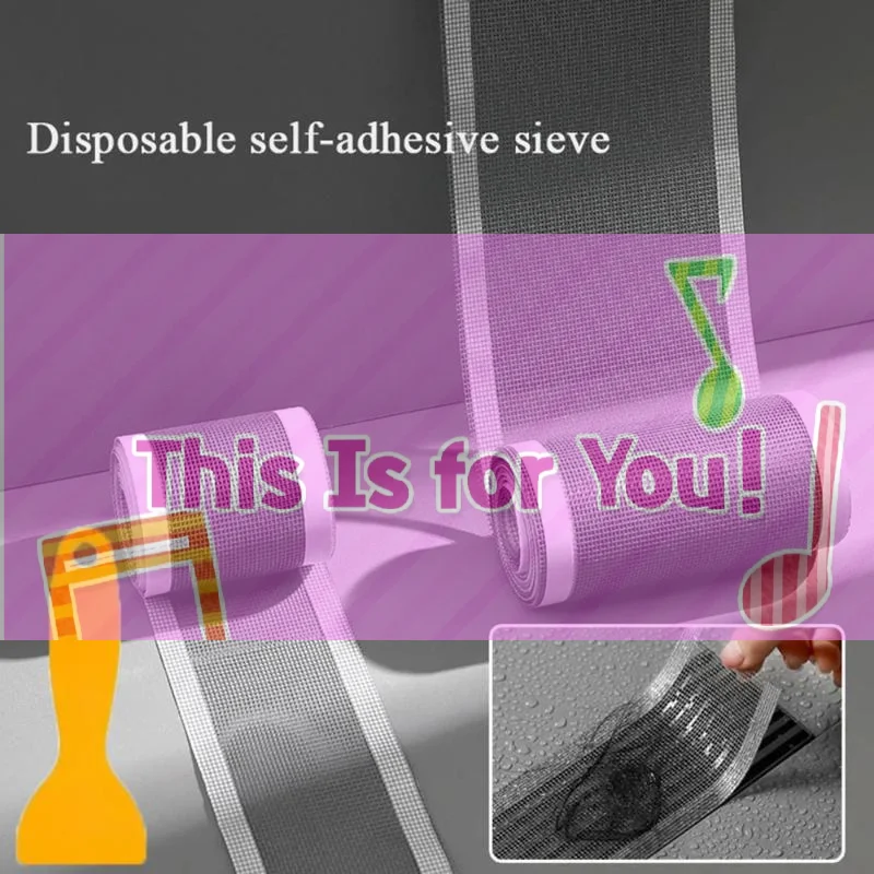 Disposable Floor Shower Drain Sticker Bathroom Anti-blocking Kitchen Sink Strainers With Tool Rectangular Drain Filter Strip