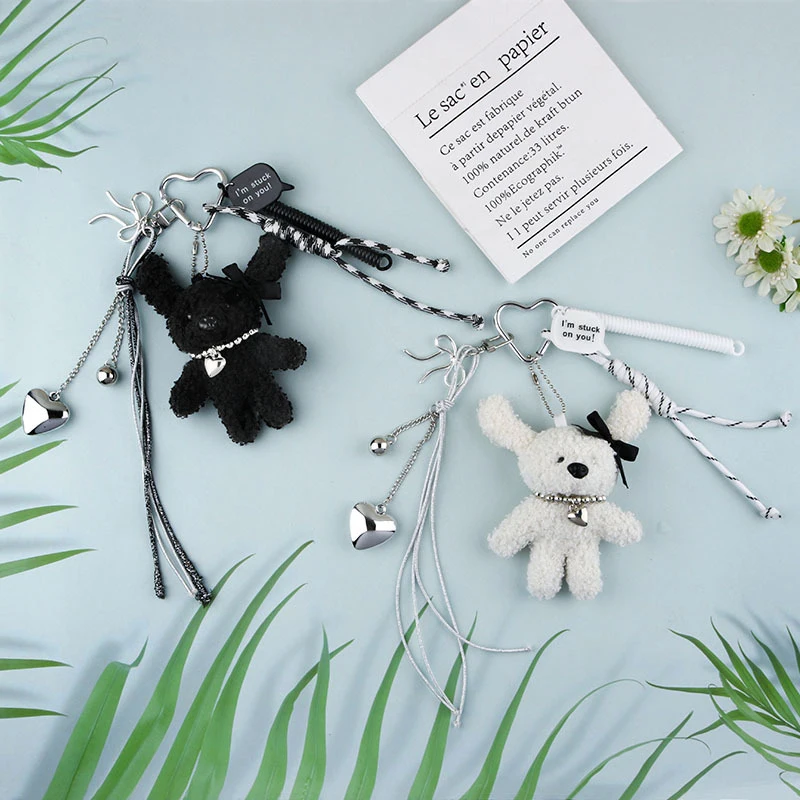 かわいいぬいぐるみクマキーホルダーかわいい漫画ぬいぐるみキーリングクリエイティブカラフルなロープキーチェーン素敵なバッグペンダントギフト