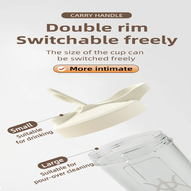 كوب خلط تلقائي قابل لإعادة الشحن عبر USB، بطارية 500 مللي أمبير في الساعة، مادة الكمبيوتر الشخصي - مثالي للقهوة والمخفوقات البروتين ومسحوق الحليب - أنيق