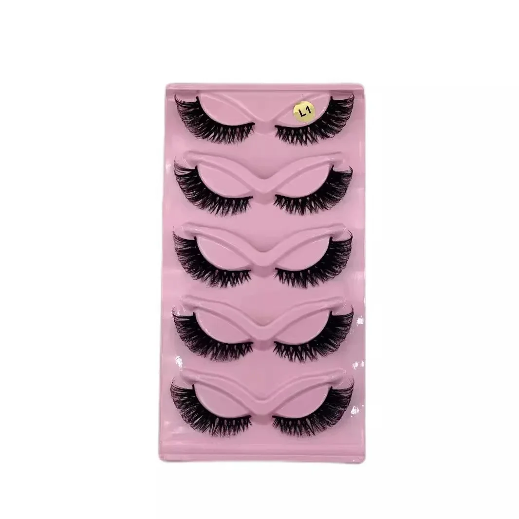 wholesale Hot Selling Makeup 5 Pairs Cat Eye Lashes Faux Eyelashes  Eye Elongated False Eyelashes eye lashes  make up eye lashes