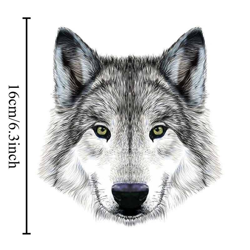 2D Flat Wolf Head Vinyl Sticker 1Pc, Waterproof UV Resistant, for Car Bumper Scratch Cover Decor, Holiday Gift