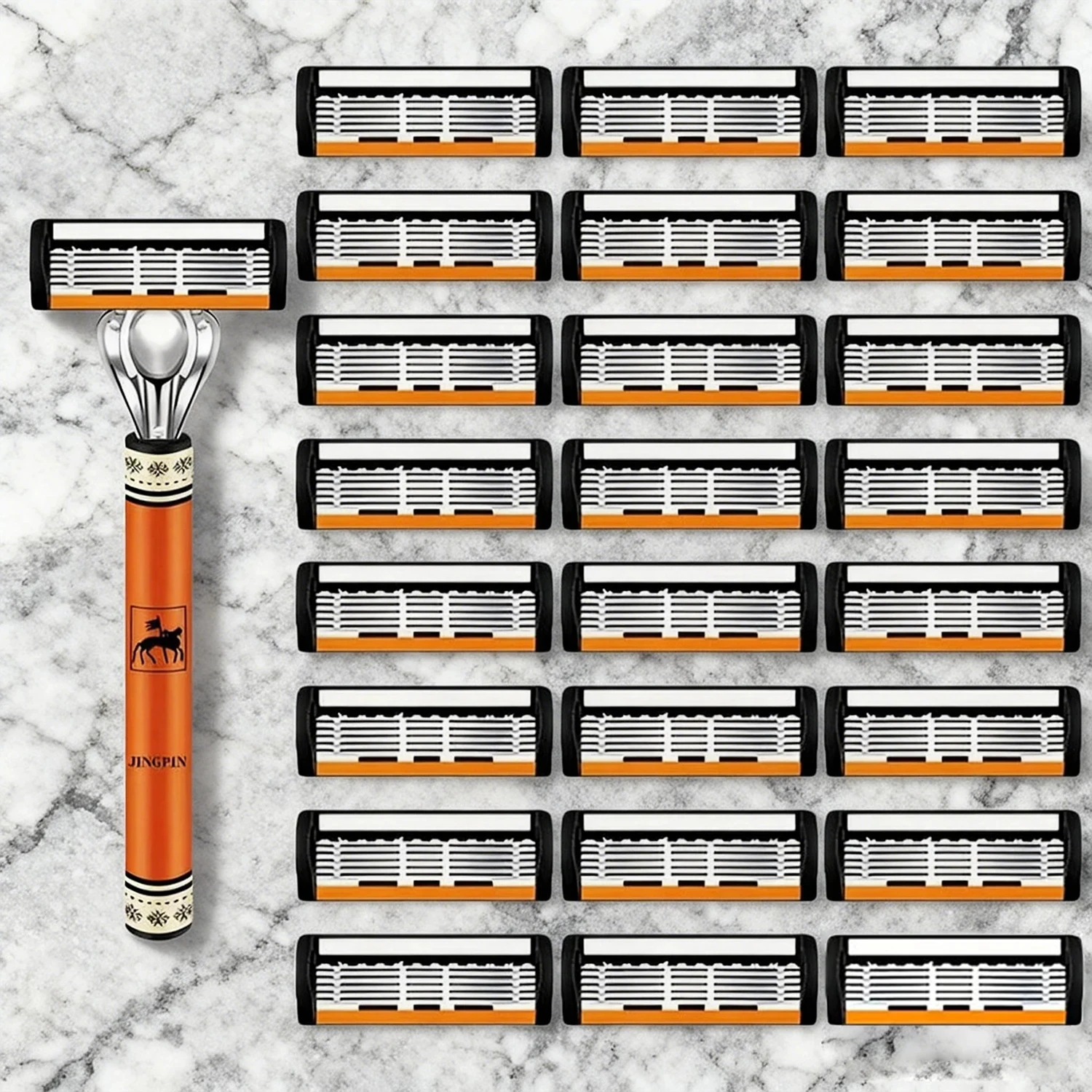 6-Layer Classic Razor, Razor Set, Stainless Steel Blade, Manual Safety Razor, Reusable Blade, Silicone Anti-Skid Layer