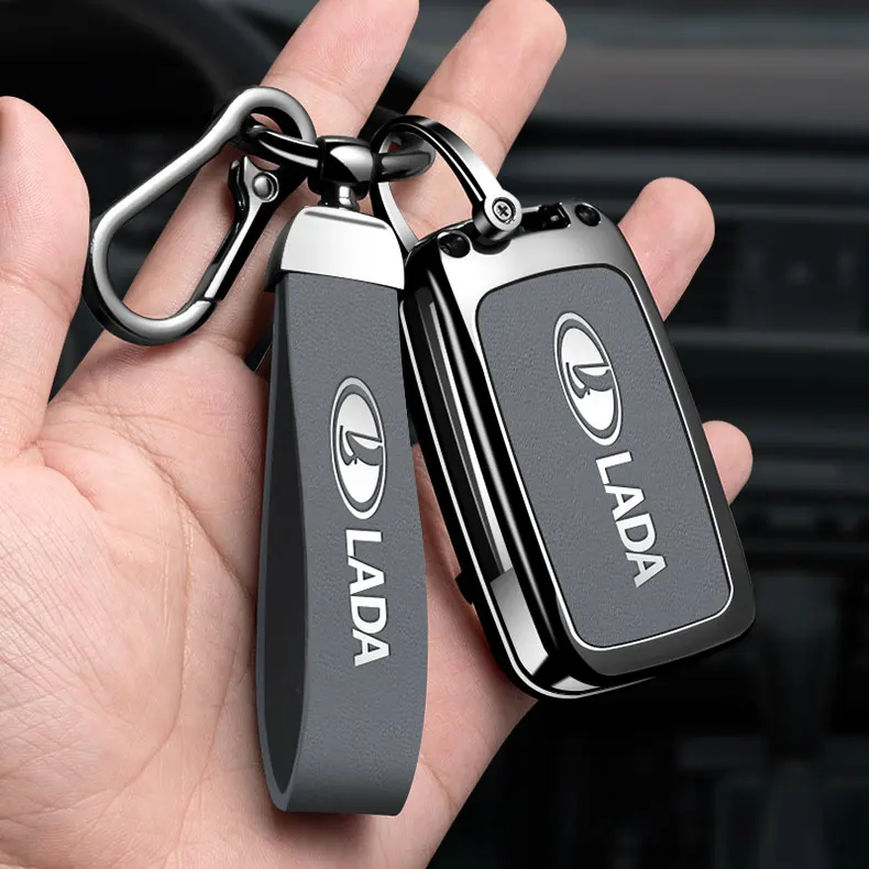 Metall-Schlüsselhülle für LADA Vesta Granta XRay Kalina Priora Sedan Sport und Renault Fluence Clio Megane Leder-Schlüsselhülle – Detail 13