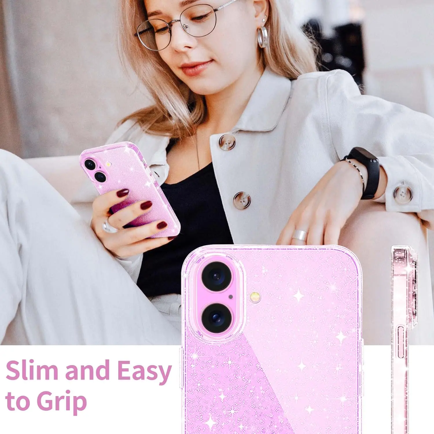 Clear Glitter Case For iPhone 16 Pro Max 15 Plus 14 13 Mini 12 11 X XS XR SE 2022 2020 8 7 15Pro 16Pro Sparkle Bling Phone Cover