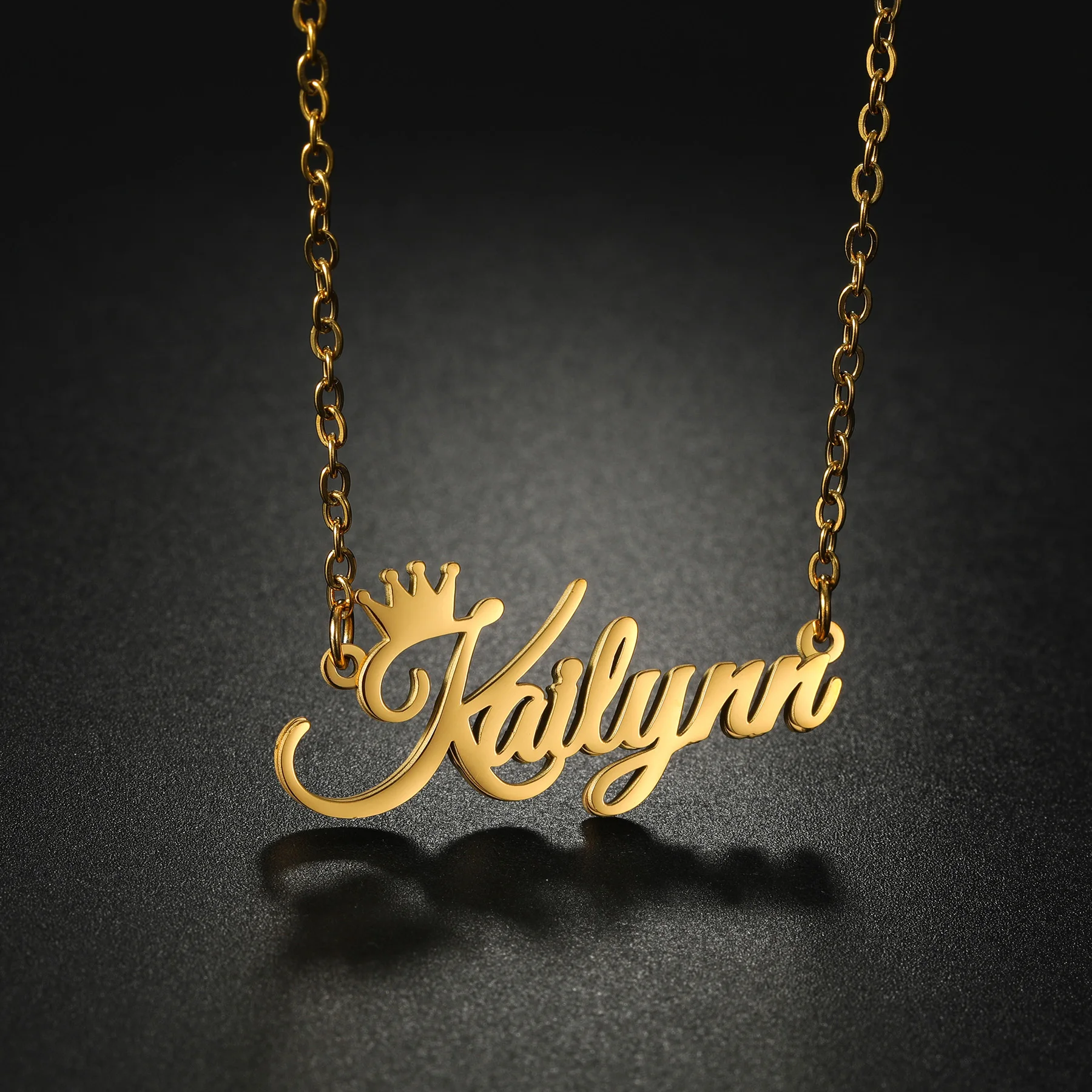Diamon Customized Name Necklace Double Layers Welding 3D Pendant  18K Gold Plated Stainless Steel for Women Jewelry Charm Gifts