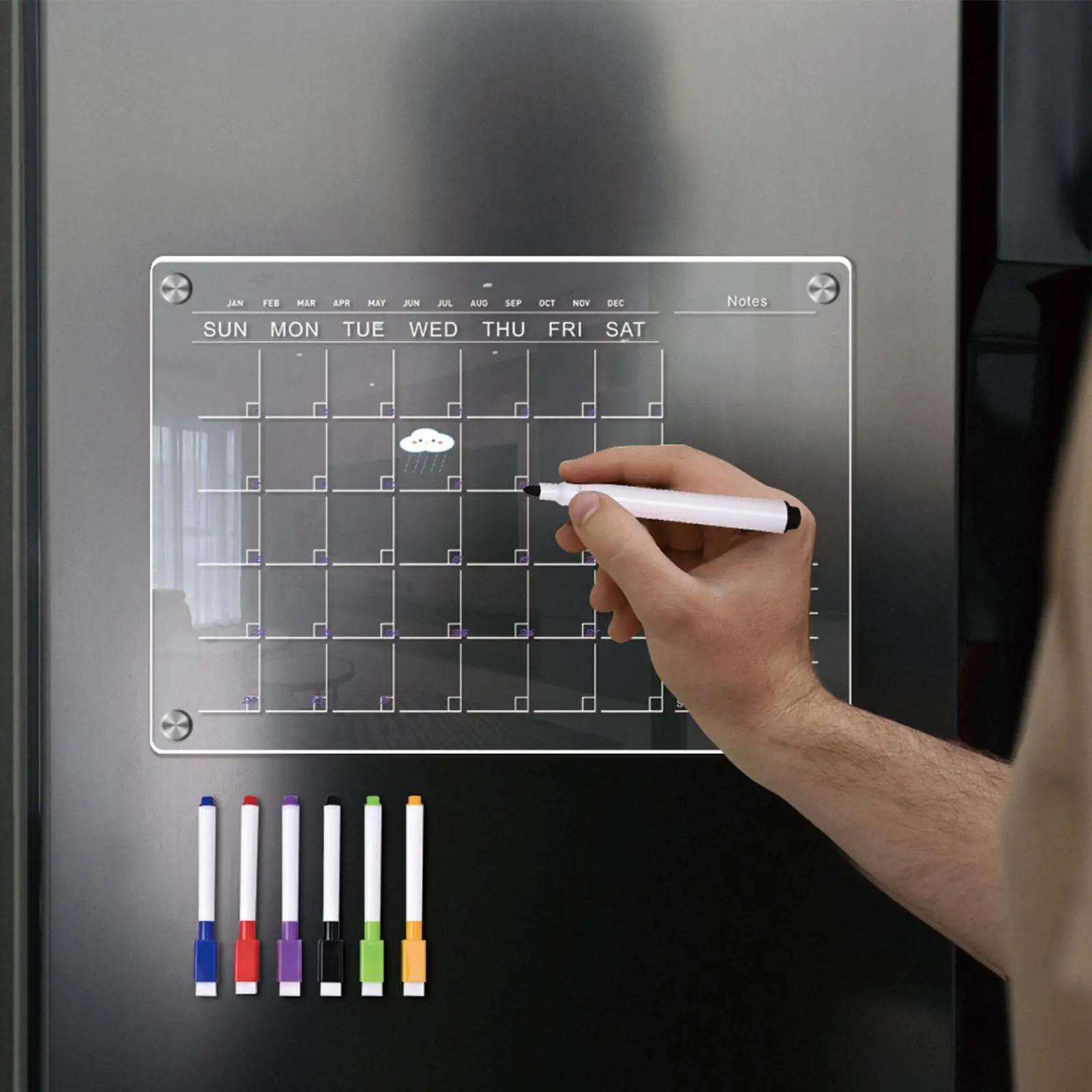 Dry Erase Board for Fridge Weekly Planning Board with 6 Color Markers Fridge Calendar for Family, Home, Kitchen