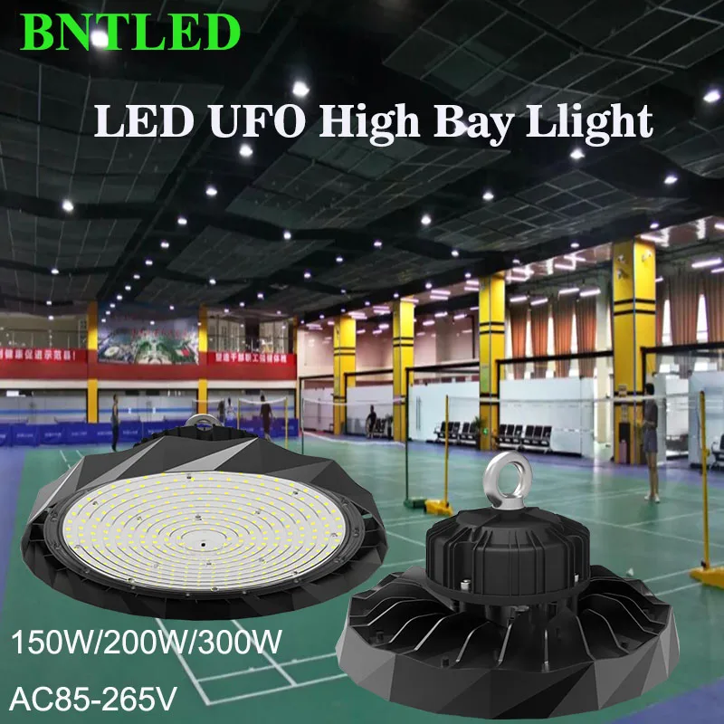 150 واط 200 واط 300 واط LED UFO أضواء خليج عالية مقاوم للماء السوق التجارية مستودع المرآب الإضاءة الصناعية محطة الوقود الإضاءة