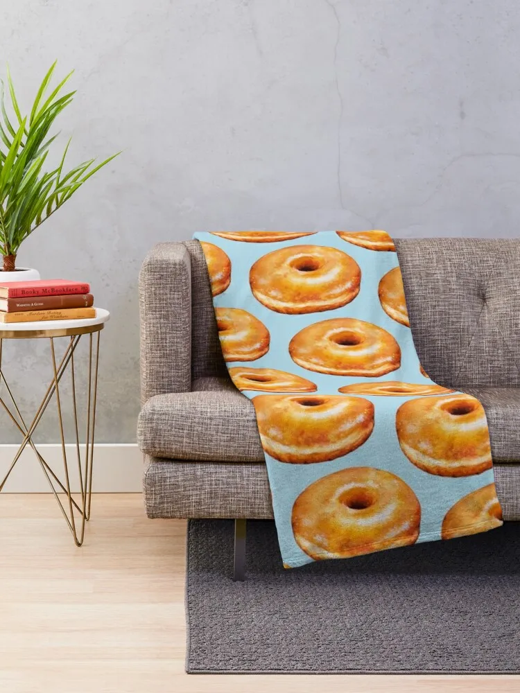 Glazed Donut Pattern Throw Blanket Decorative Sofa Thermals For Travel Blankets