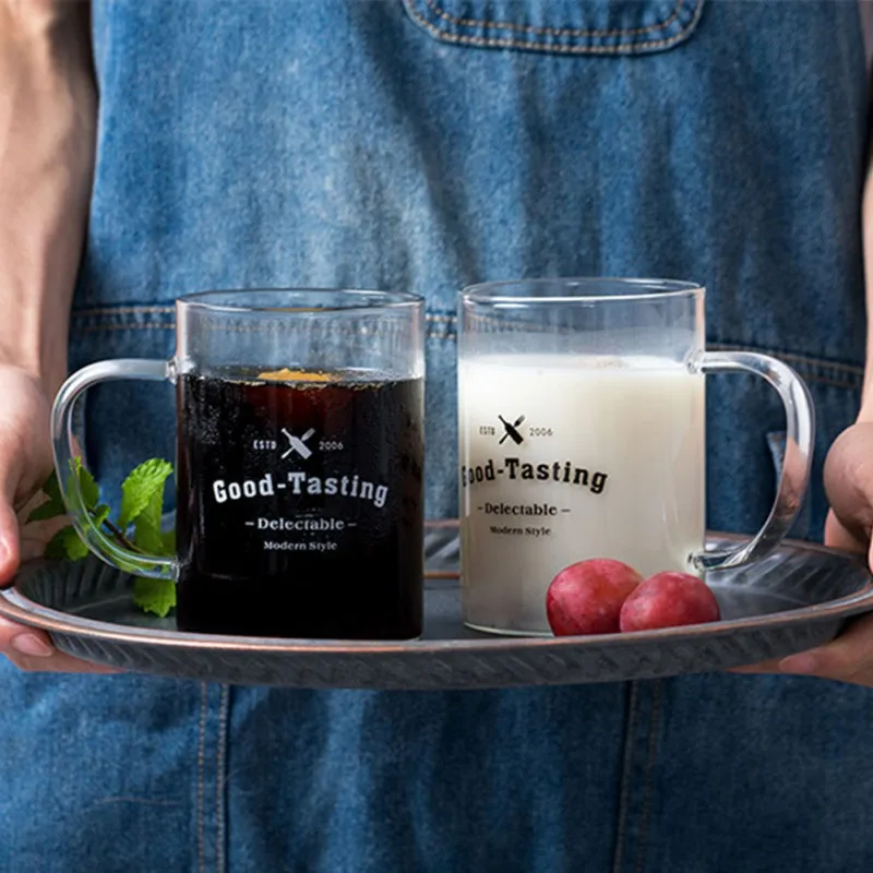 Przezroczyste kreatywny list szklane napoje kubek do kawy i herbaty deserowe szkło kubek do mleka śniadaniowe kubek z uchwytem przezroczysta szklanka do napojów