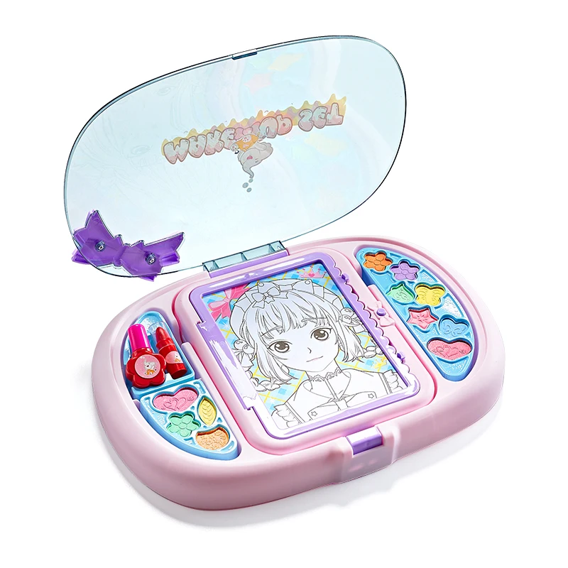 Drawing Board Painting Colorful Make Up Toy Girls Makeup Drawing Set Toys Multi-function Led Cosmetics Suitcase Birthday Gifts