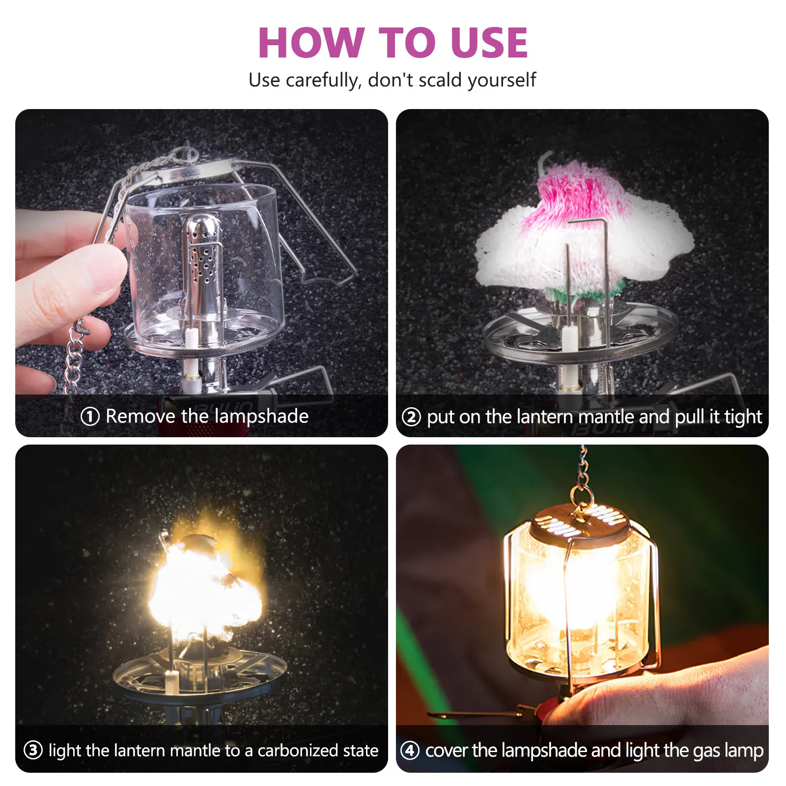 10pcs Gas Lamp Mantles for Propane Lanterns – Heat-Resistant Camping Wick Covers, Fireproof & Durable