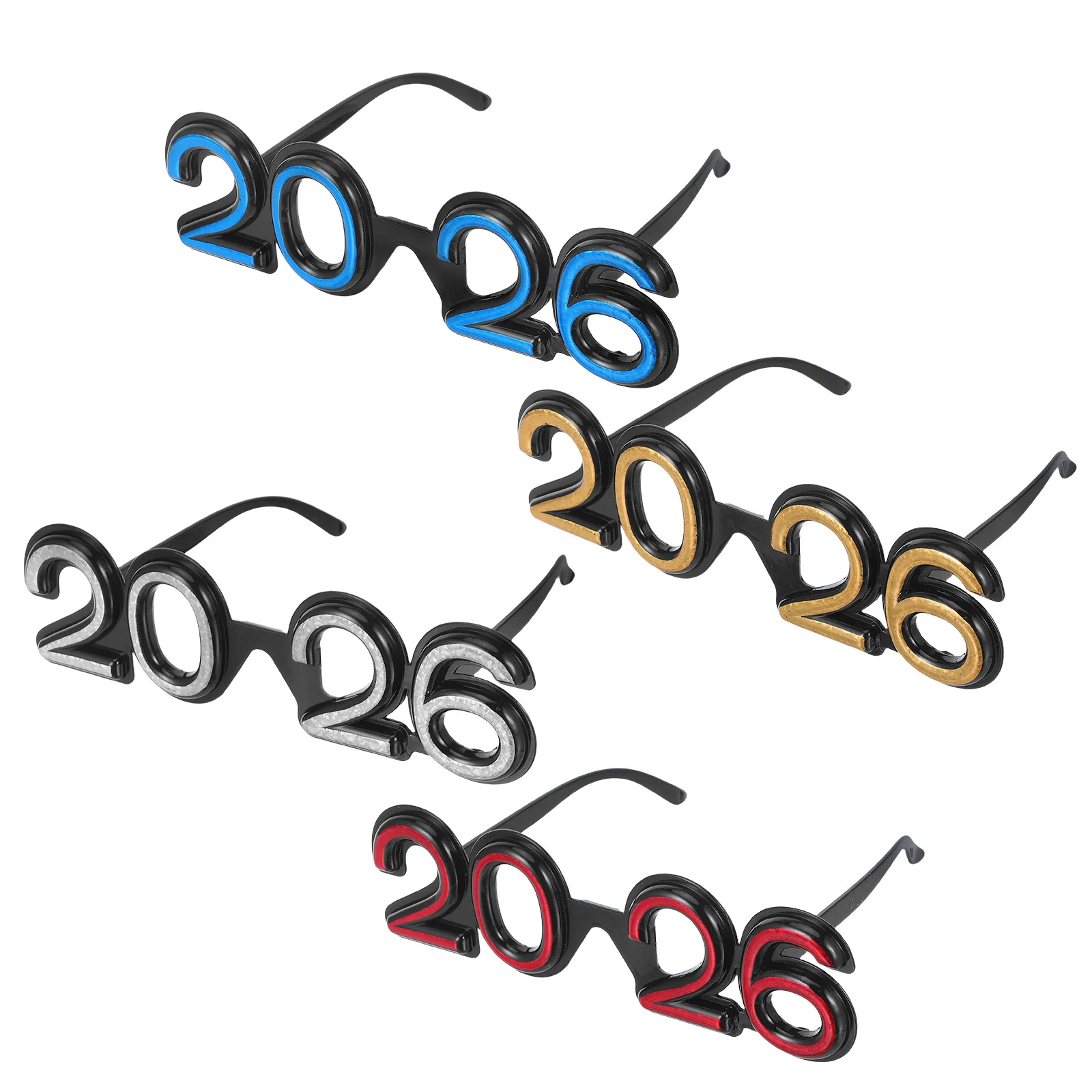 

4 Pcs Happy New Year Photo Props Eve Party Eyeglasses Holiday End of Carnival Funny