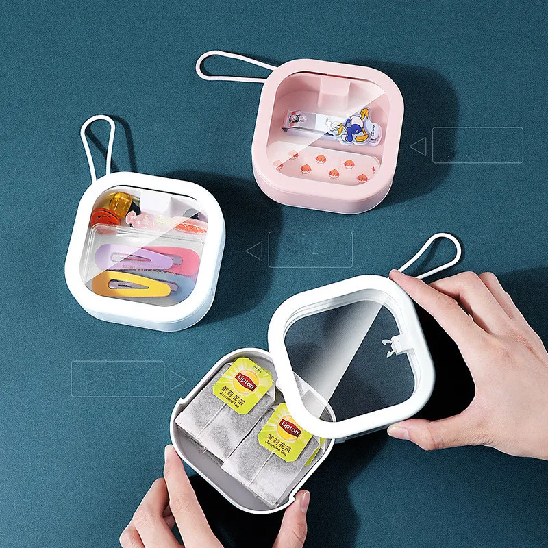 Portable Mini Storage Box For Small Item Carry-on Clear Flip Jewelry Beads Candy Hairpin Pills Organizer Box For Home Travel