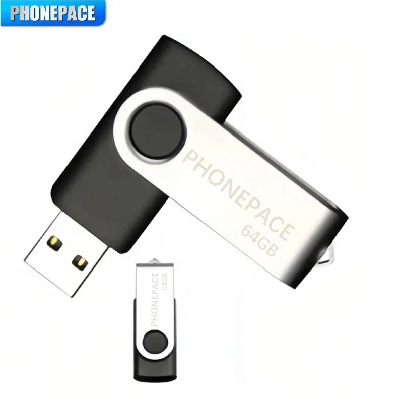 PHONEPACE Draaibare USB-flashdrive Snelle USB 2.0-interface Materiaal van aluminiumlegering Duurzaam Langdurig Brede compatibiliteit