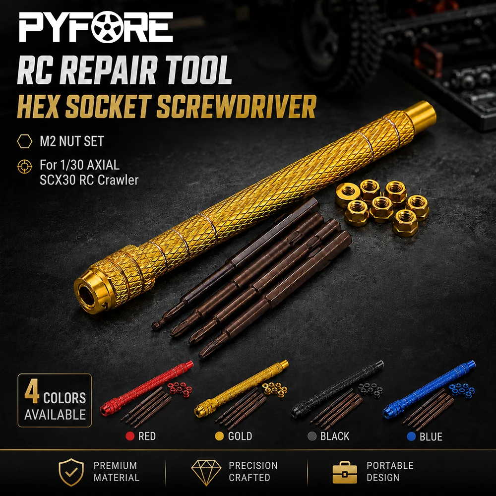 PYFORE RC Repair Tool Hex Socket Screwdriver M2 Nut Driver Set for Axial SCX30 1/30 RC Crawler Car Parts Accessories