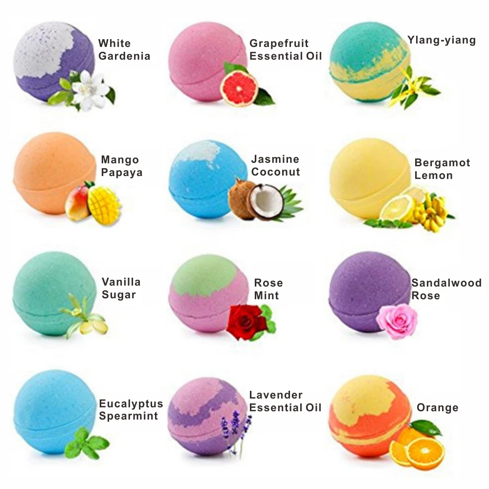 12PCS Bath bomb Minutes of happiness 70g with Pictures Citrus Scent Beauty Health Shower Salts Oil Handmade SPA Stress Relief