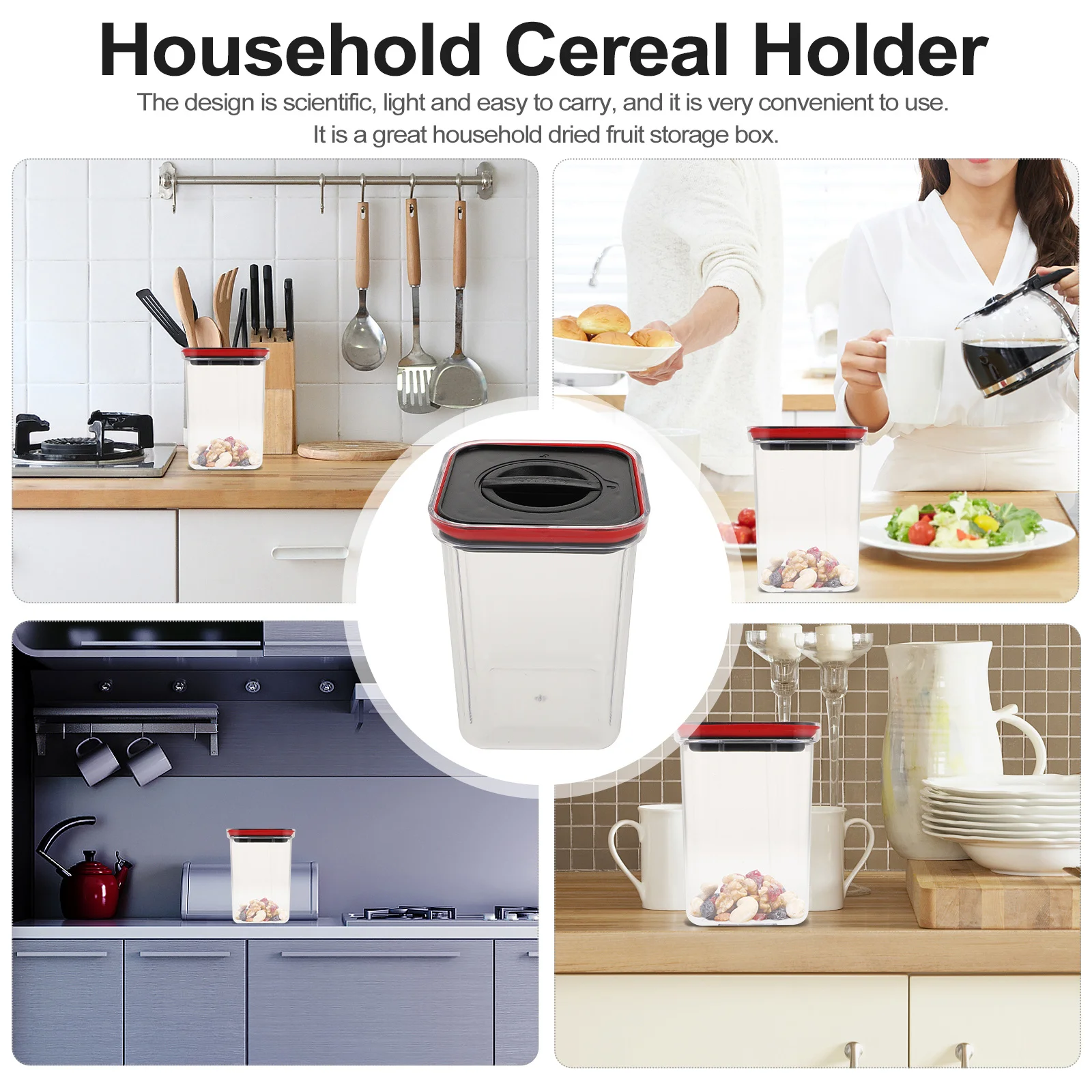 

1Pcs Spiral Airtight Food Storage Box Plastic Container Household Kitchen Sealed Storage Jar for Cereal Nuts Snacks