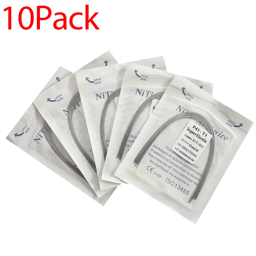 10 pz/pacco fili per arco dentale ortodontico Super elastico NITI rotondo rettangolo Archwire inferiore/superiore 012/014/016/018/020/16x16/16x22