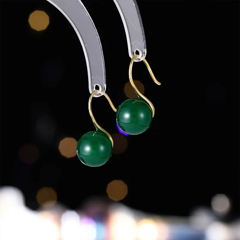 

New Chinese-style jade ear hook earrings, retro high-end earrings
