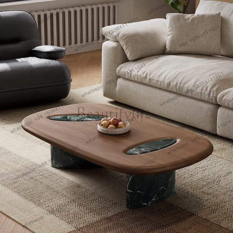 

Medieval style marble coffee table small apartment living room high-end wabi-sabi wind