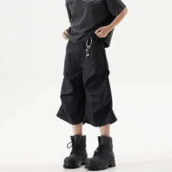 American Street Fashion Pleated Casual Y2k Shorts Unisex 2025 Summer New Niche Loose Wide-Leg Straight-Leg Cropped Pants For Men