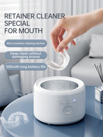 Ultrasonic Cleaner Machine, Automatic Denture Cleaner USB Rechargeable Cleaner with Cleaner, 3 Modes, for All Dental Appliance