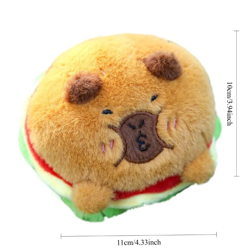 Kawaii Capibara Hamburg Plush Keychain Kapibara Cute Bag Pendant Soft Capybara Burger Stuffed Doll Gift Plush Backpack Charm
