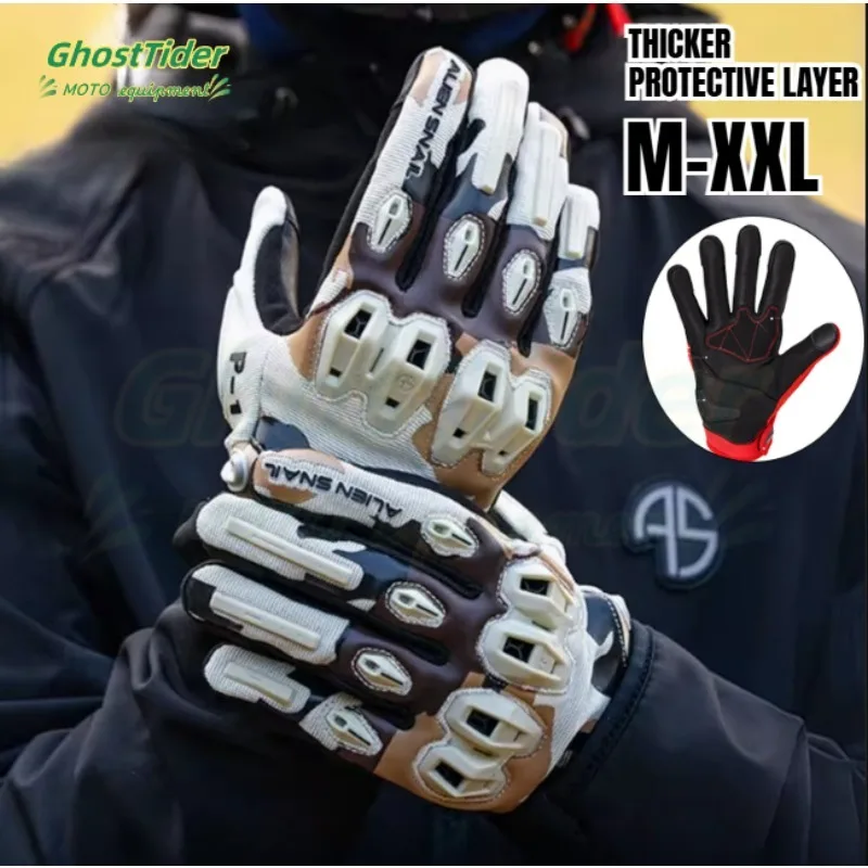 

Men's Carbon Fiber Motorcycle Riding Gloves Warm Fleece Lined Bike Racing Equipment Anti-fall Motorcycle Riding Gear