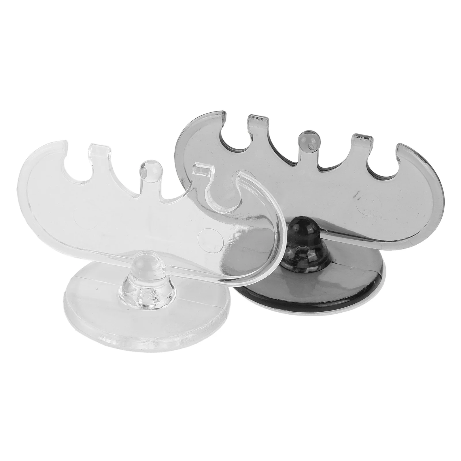 

2Pcs Wall Mounted Nail Free Toothbrush Racks Transparent Black Rectangular Space Optimization Holders