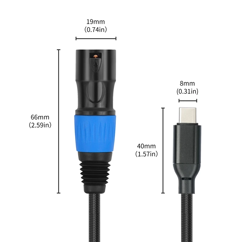 USB-C ke XLR 3Pin TYPE-C kabel laki-laki untuk mencampur penguat konsol speaker Audio ponsel laptop ponsel