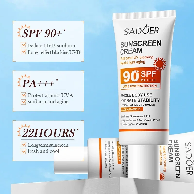 Spf 90+ Sunscreen For Face Whole Body Use Protector Solar UV Resistant Repairing Solar Blocker Facial Sunscreen
