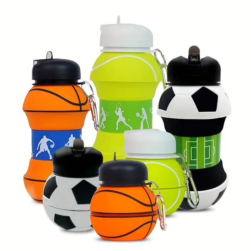 Bouteille d\'eau de sport portable pour enfants, tasse à eau pliante en silicone, tasse créative télescopique, bricolage, cyclisme, voyage,